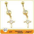 Stainless steel gold plated coating crystal navel belly ring sexy dangle rings womens sexy summer accessories